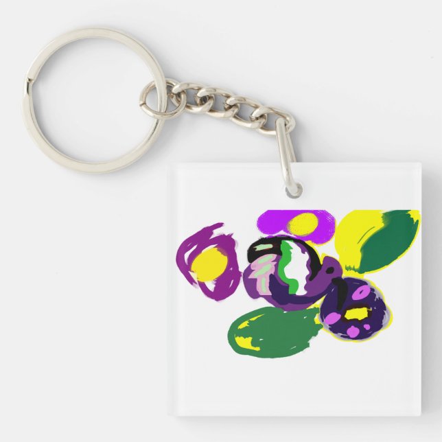 Purple hummingbird and flowers  schlüsselanhänger (Vorderseite)