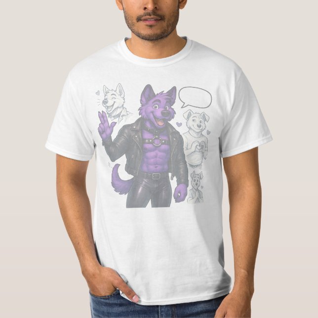 Purple Husky in Leather  T-Shirt (Vorderseite)