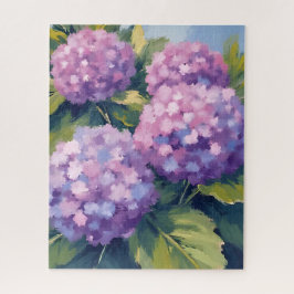 Purple Hydrangeas Floral Watercolor Painting Puzzle