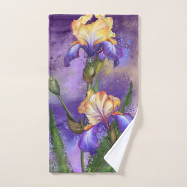 Purple Iris Flower Bath Towel Set - Painting (Handtuch)