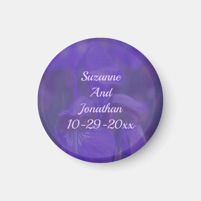 Purple Iris Flower Personalized Wedding  Magnet (Vorne)