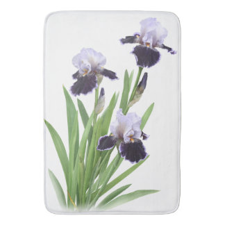 Purple Iris Flowers Botanical Art Badematte