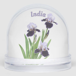 Purple Iris Trio Botanical Floral Art Personalized Schneekugeln