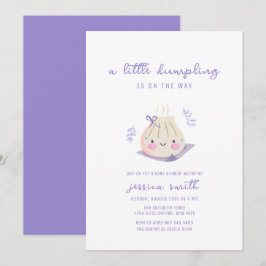 Purple Kawaii Bow Dumpling Girl Baby Shower  Einladung