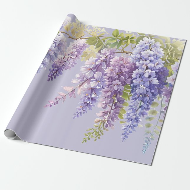 Purple Lavendel Aquarellblume Geschenkpapier (Ungerollt)