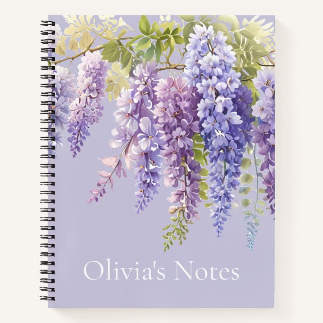 Purple Lavendel Aquarellblume Notizbuch (Vorderseite)