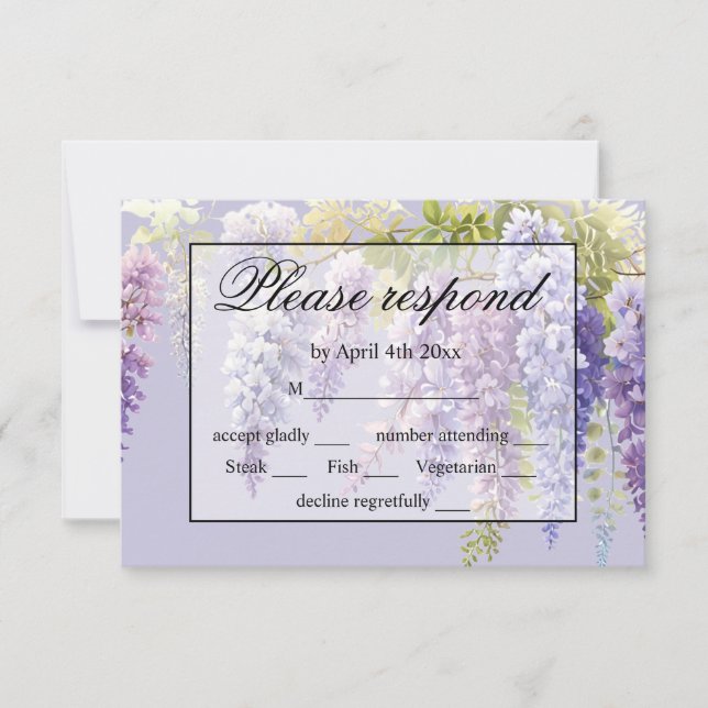 Purple Lavendel Aquarellblume RSVP Karte (Vorderseite)