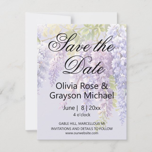 Purple Lavendel Aquarellblume Save The Date (Vorderseite)