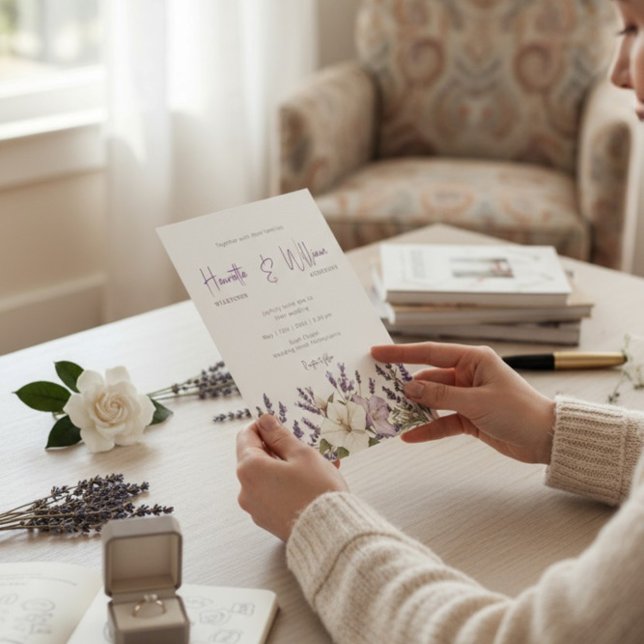 Purple Lavender Botanical Garden Wedding Einladung (Von Creator hochgeladen)