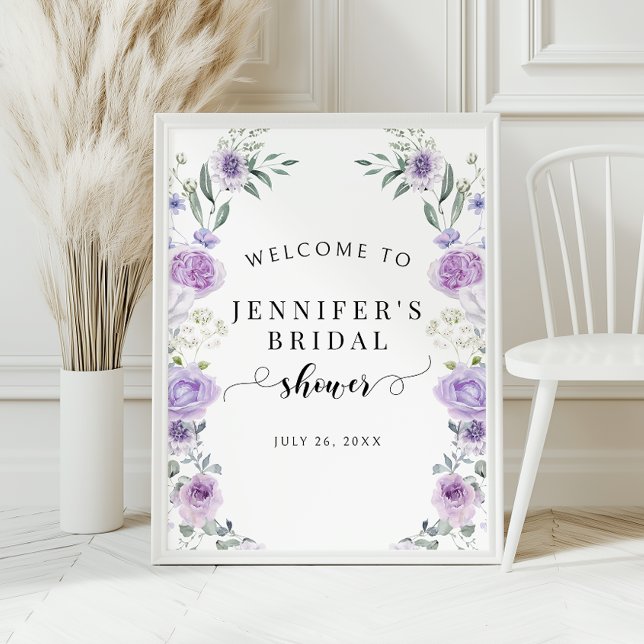 Purple Lavender Floral Bridal Shower Welcome Sign Poster (Von Creator hochgeladen)