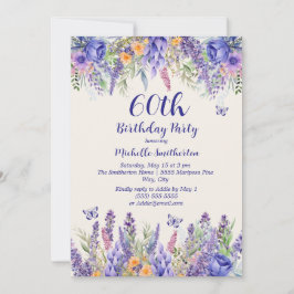 Purple Lavender Floral Garden Party 60th Birthday Einladung
