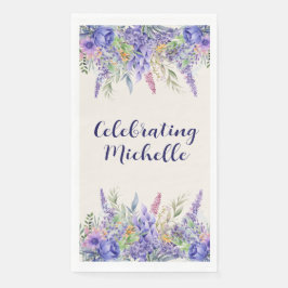 Purple Lavender Floral Garden Party Name Serviette