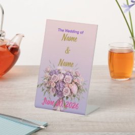 Purple Lavender Floral Ombre Wedding Table Sign Sockelschild