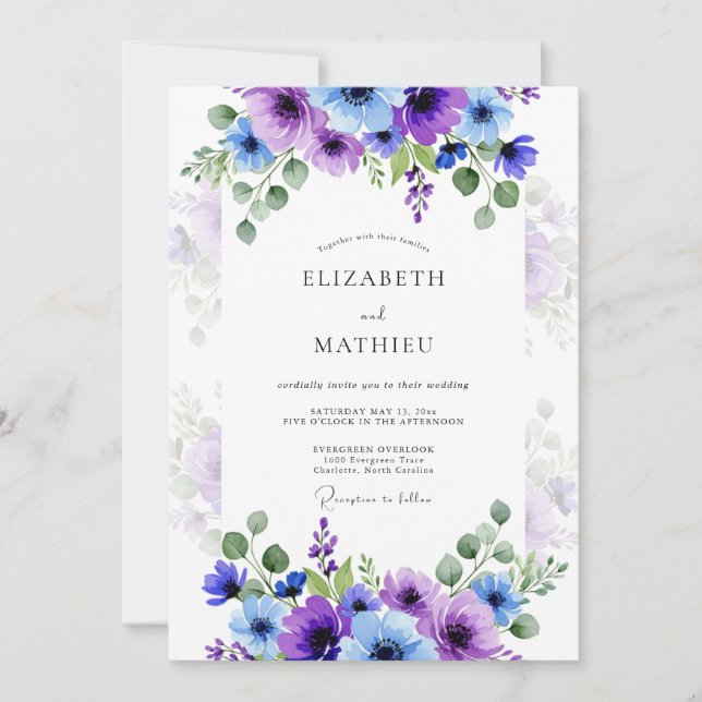 Purple Lavender Stunning Spring Wedding Einladung (Vorderseite)