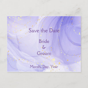 Purple Lavender Swirl Gold Highlite Save the Date Ankündigungspostkarte