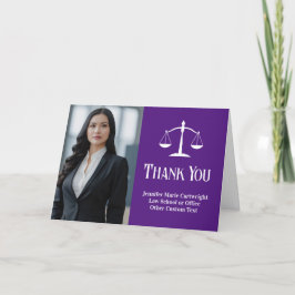 Purple Law School Graduation Photo Custom Lawyer Dankeskarte