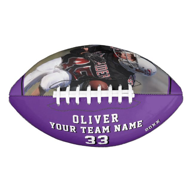 Purple Leather Print Player Name Number Team Photo Football (Vorderseite)