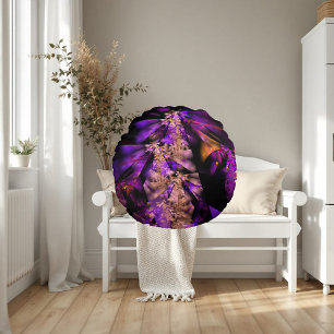 Purple leaves - modern fractal  rundes kissen