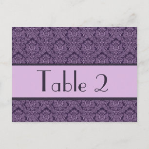 Purple & Lilac Damask Wedding Table Number Card Postkarte
