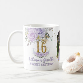 Purple Lilac Floral Memento Sweet Sixteen 16 Photo Kaffeetasse