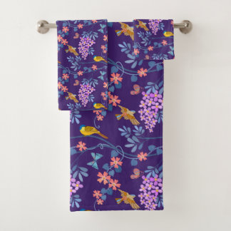 Purple Lilacs Bath Towel Set