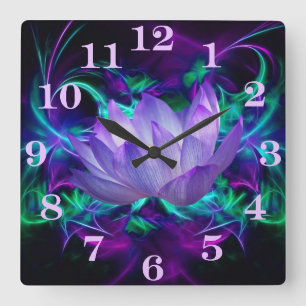 Purple lotus flower and its meaning quadratische wanduhr