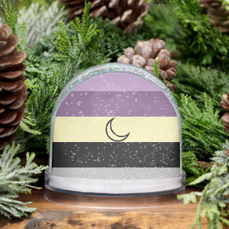 Purple Lunarian flag with moon snow globe Schneekugeln
