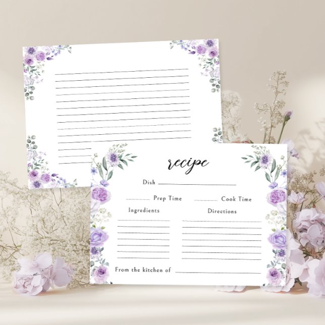Purple Lylac Floral Bridal Shower Recipe Card Begleitkarte (Von Creator hochgeladen)
