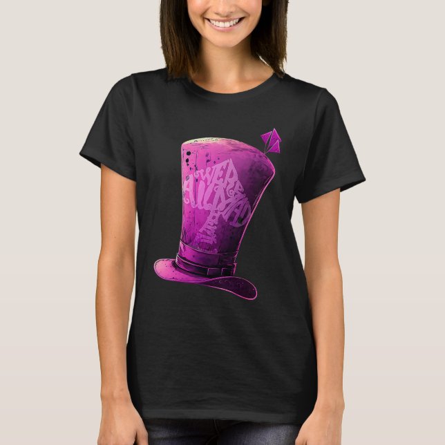 Purple Mad Hatter  We're All Mad Here T-Shirt (Vorderseite)