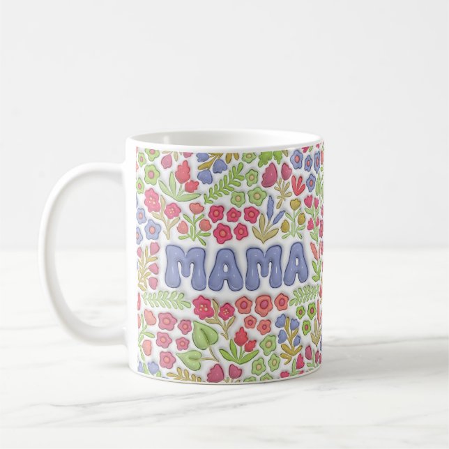 Purple Mama Boho Floral 3D Effect  Kaffeetasse (Links)