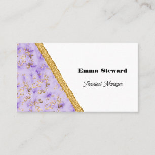 Purple Marble Glam Gold & Glitter Visitenkarte