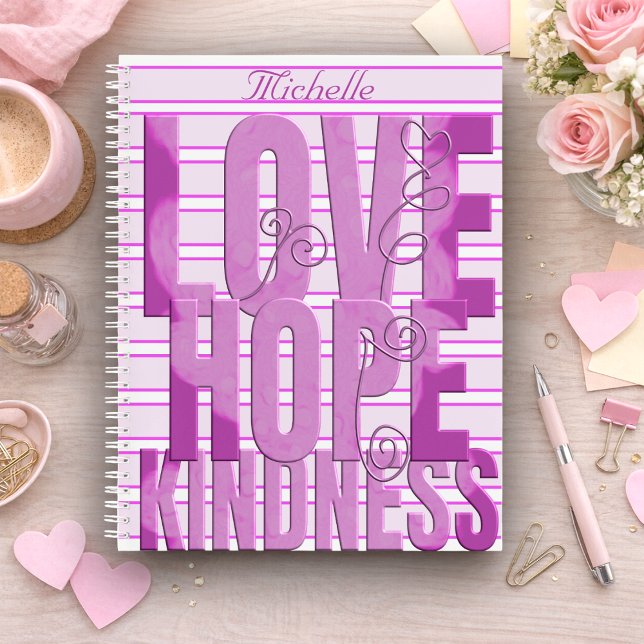Purple Marbled Inspirational Notizbuch (Stack your thoughts with LOVE, HOPE & KINDNESS and your name right on top. Great as a gift too.)
