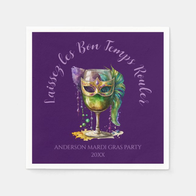Purple Mardi Gras Mask  Serviette (Vorderseite)