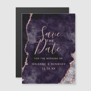 Purple Mauve Rose Gold Agate Marble Save the Date Magneteinladung