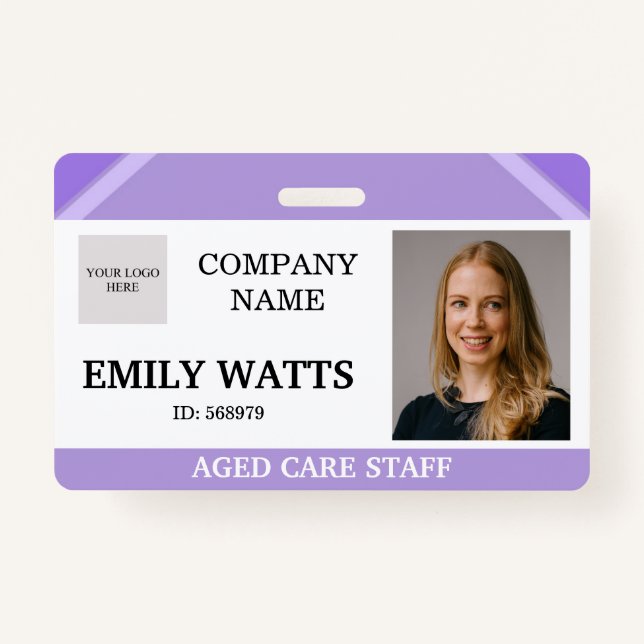 Purple Medical Nurse Aged Care Security Photo ID Ausweis (Vorderseite)