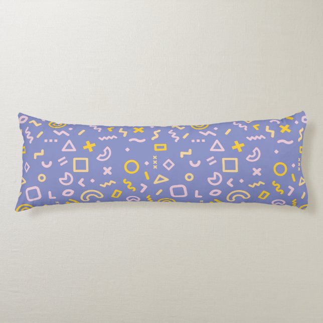 Purple Memphis Pattern Body Pillow Seitenschläferkissen (Vorderseite)