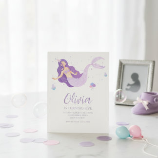 Purple Mermaid Under The Sea Baby Shower  Einladung