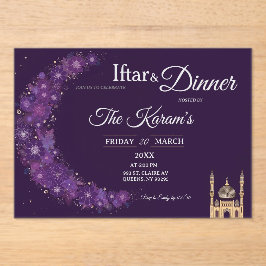 Purple Minimal Mosque Ramadan Iftar Party Acryleinladungen