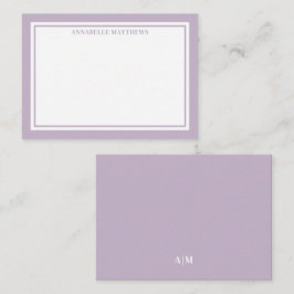 Purple Minimalist Name Monogram Mitteilungskarte