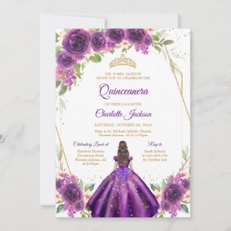 Purple Mis Quince Invitation, Lilac Quinceanera  Einladung