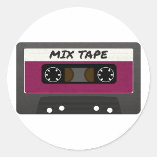 Purple Mix-Tape - Retro-Geschenk im Stil der 80er  Runder Aufkleber