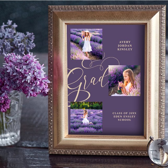 Purple Modern Typography Grad  Three Photos Poster (Von Creator hochgeladen)