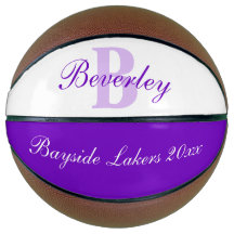 Purple monogram name, initial and team basketball