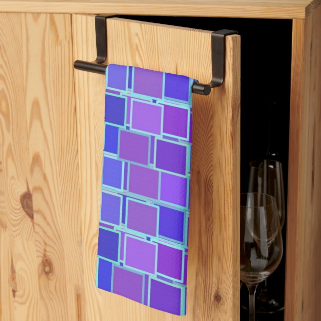 Purple Mosaic Squares Tile Pattern Geschirrtuch (Drittel gefaltet)