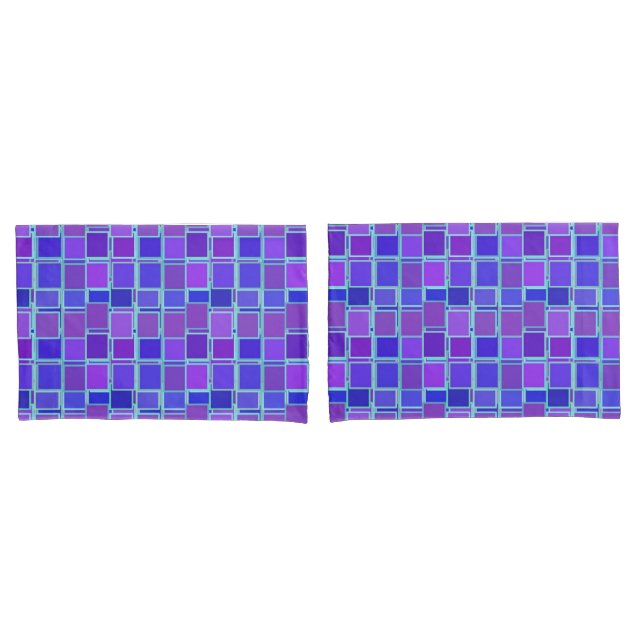 Purple Mosaic Squares Tile Pattern Kissenbezug (Vorderseite-Set)