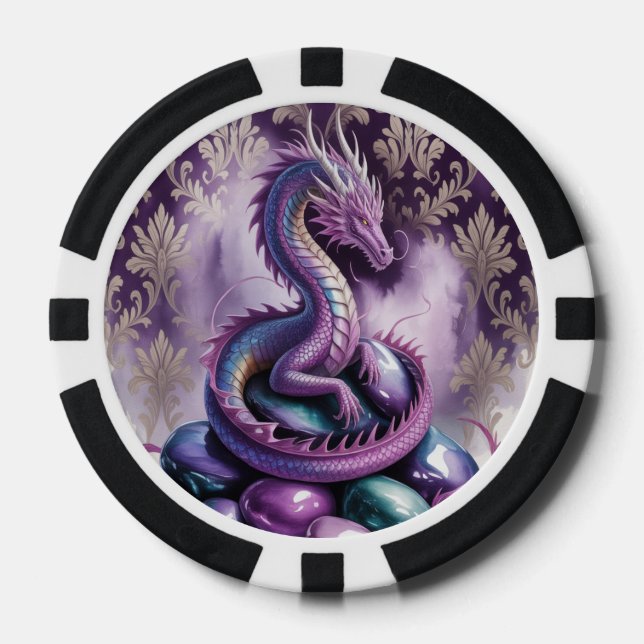 Purple Mystic Dragon Gothic Pokerchips (Vorderseite)