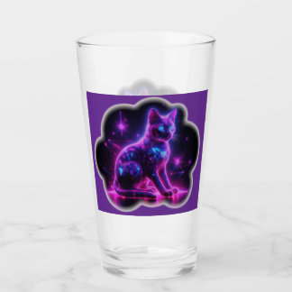 Purple Neon Siamese Cat With Blue Eyes & Starburst Glas