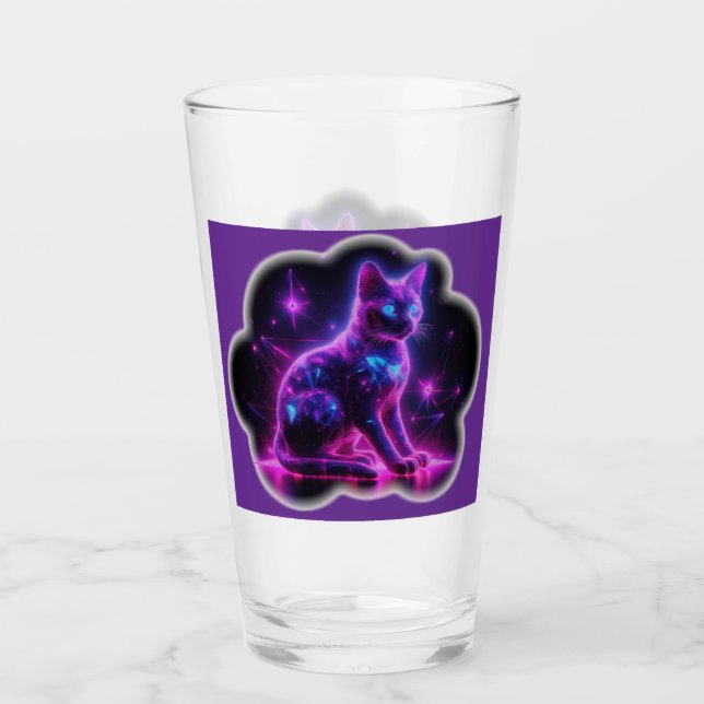 Purple Neon Siamese Cat With Blue Eyes & Starburst Glas (Vorderseite)