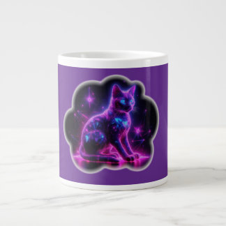 Purple Neon Siamese Cat With Blue Eyes & Starburst Jumbo-Tasse