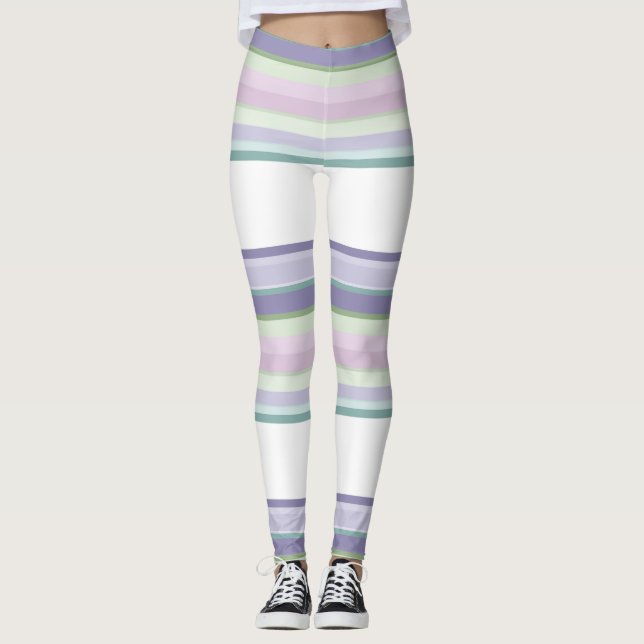 Purple, Neptune, sea green, and Lavender stripes Leggings (Vorderseite)